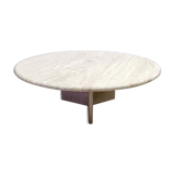 Round travertine coffee table, Italy 1970s