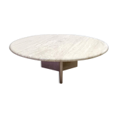 Round travertine coffee table, Italy 1970s
