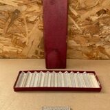 Old series of 12 bayel crystal knife holders + vintage box