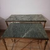 Vintage brass and marble nesting tables