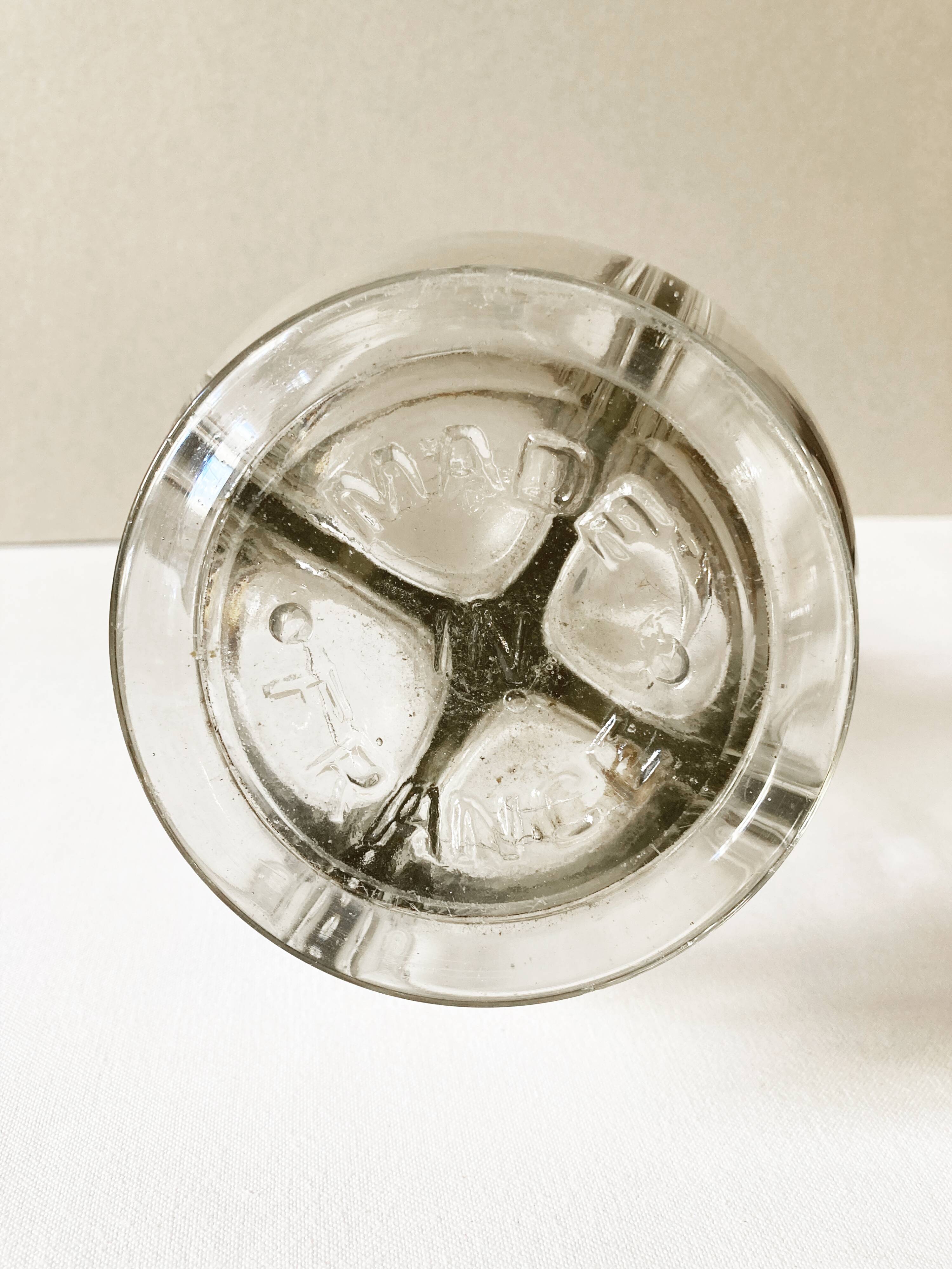 Old liqueur carafe, 4 compartments, glass