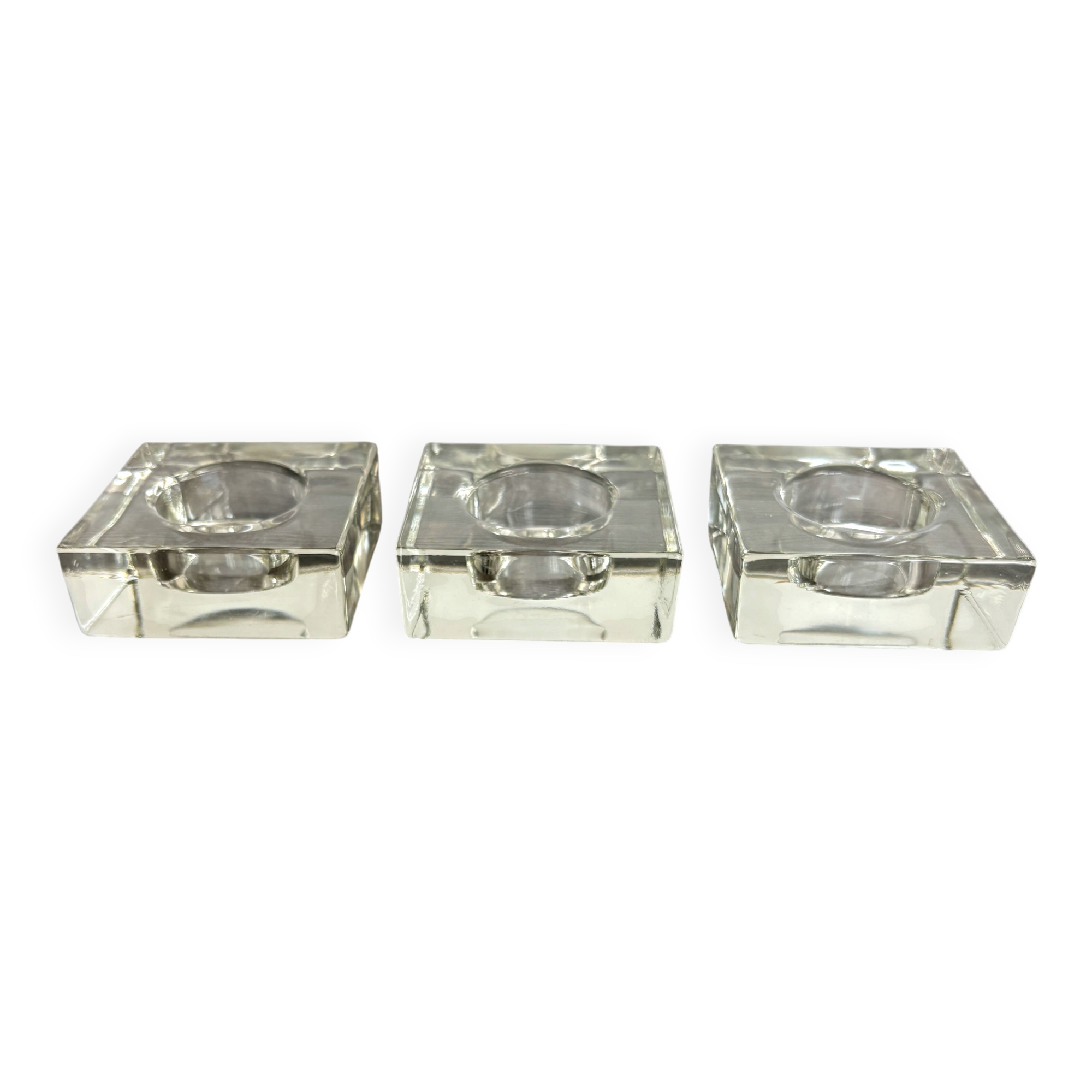 Set of 3 Cubic Glass Candle Holders