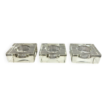 Lot de 3 Photophores Cubiques en Verre Massif