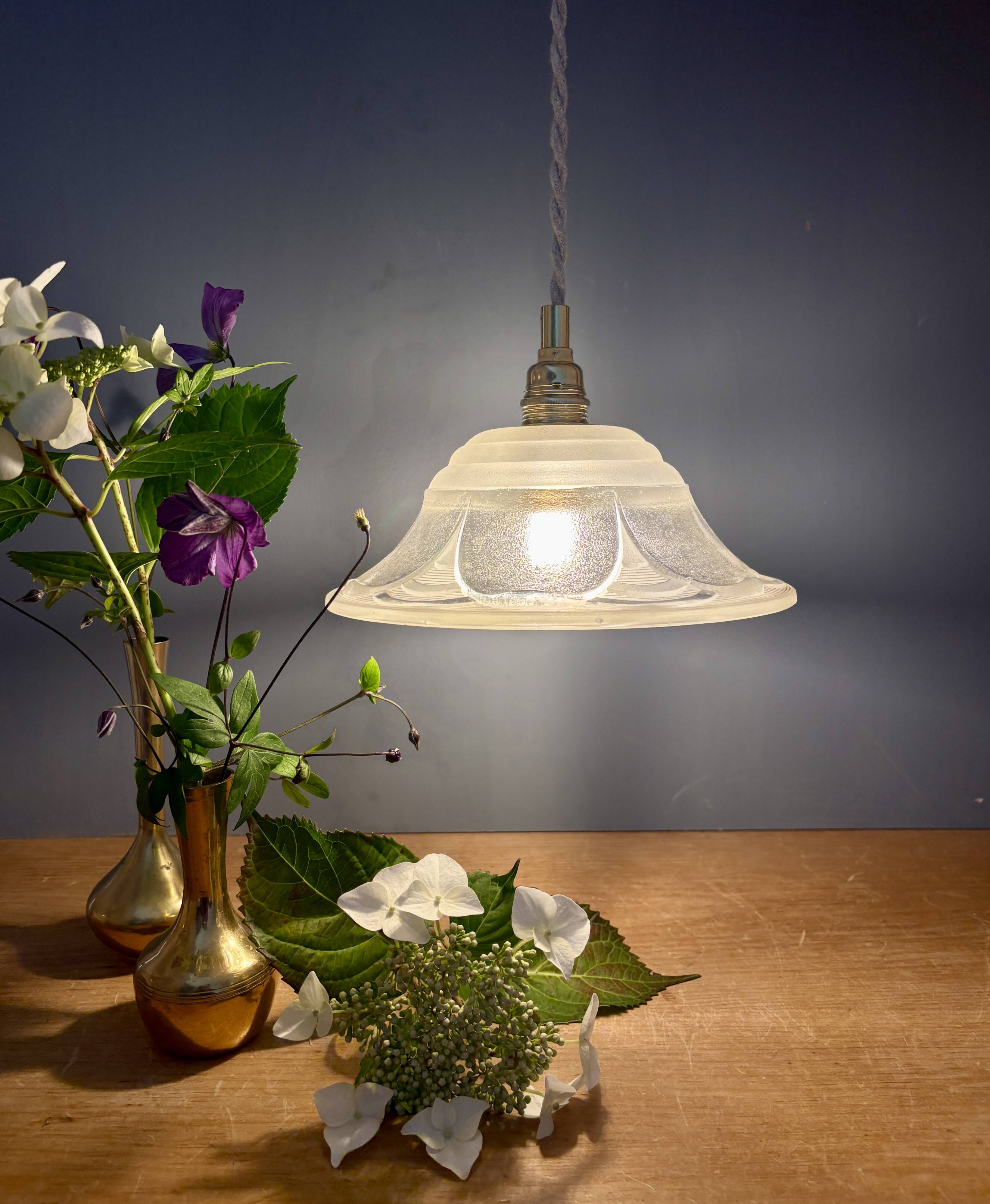 Vintage glass flower pattern lampshade pendant light