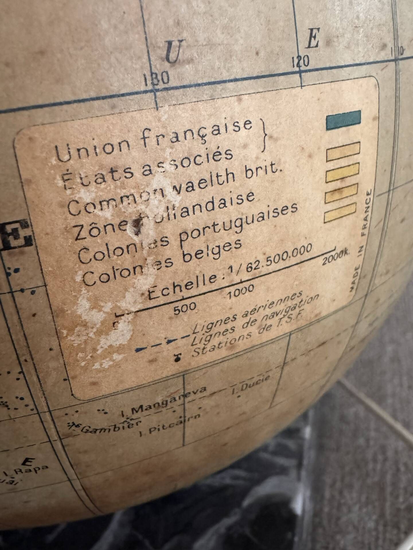 Illuminated world globe Taride 1950s