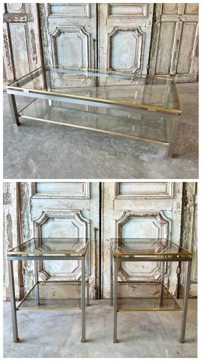 coffee table and pair of side tables by Guy Lefèvre for Maison Jansen