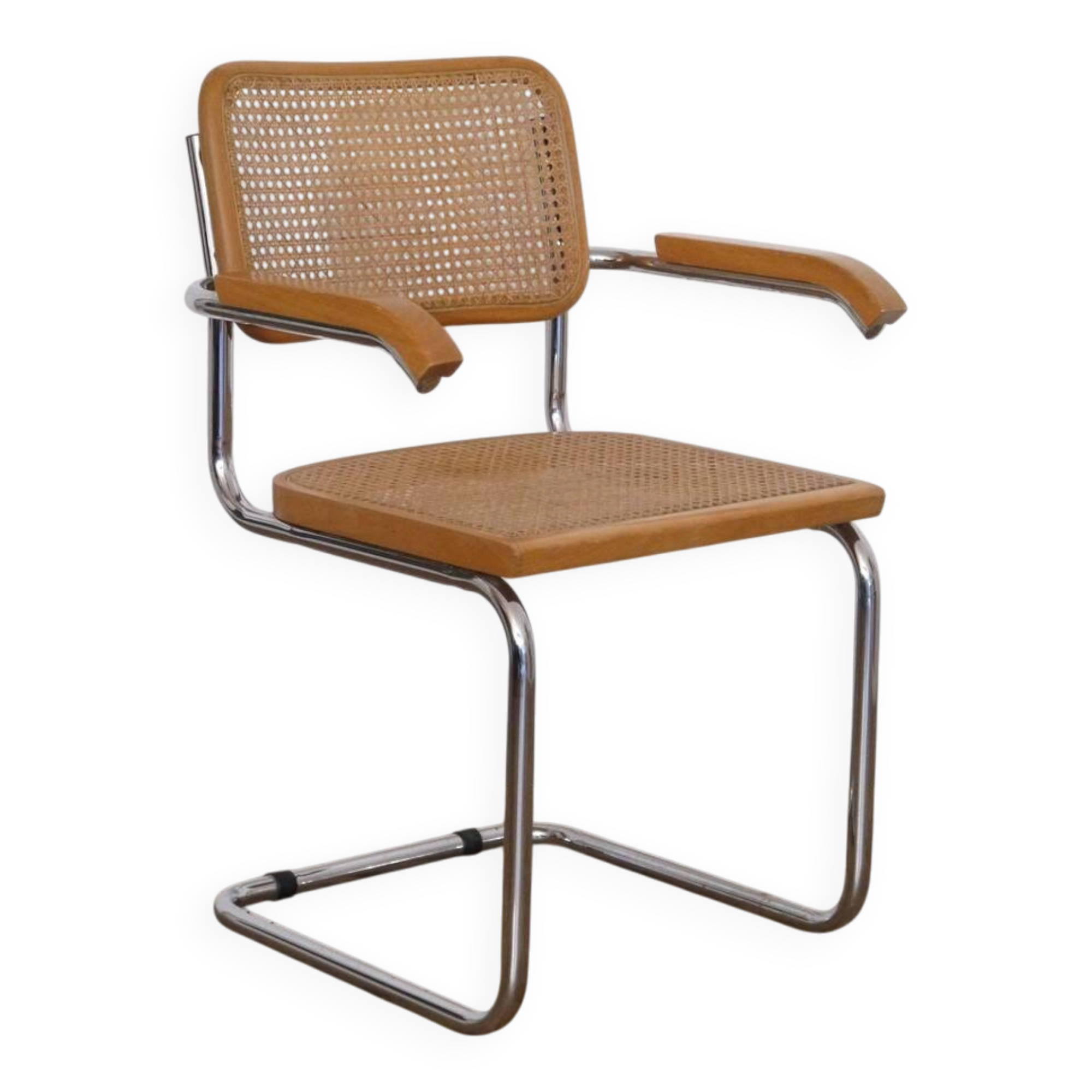 Fauteuil Cesca en bois metal et cannage 1970