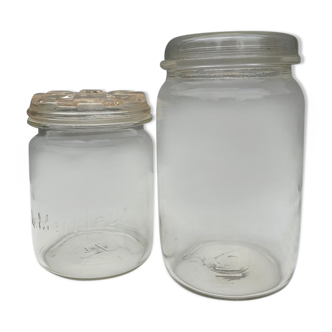 Duo vintage glass jars RAC and The Best