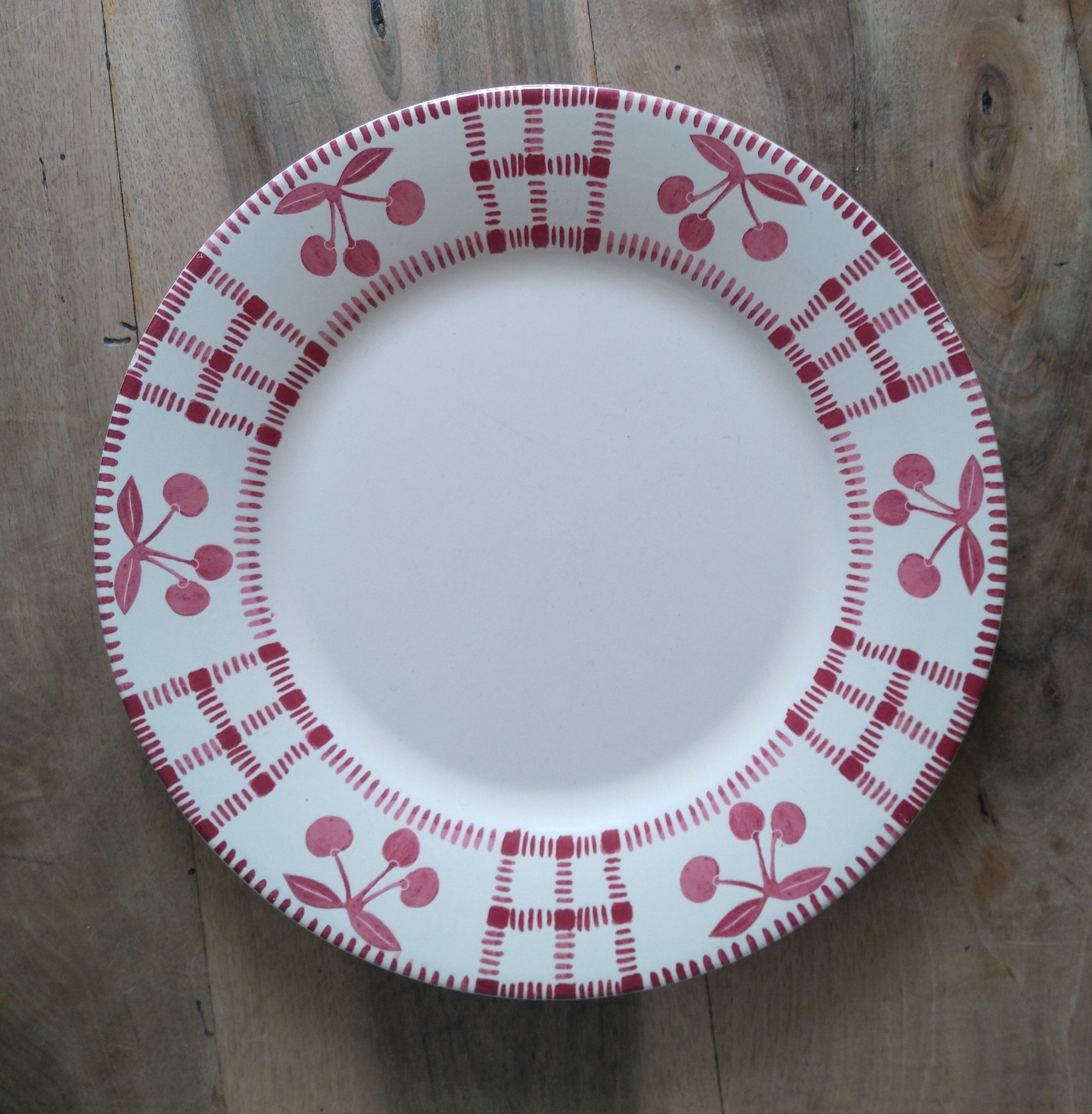 Earthenware serving plate with cherry decoration
