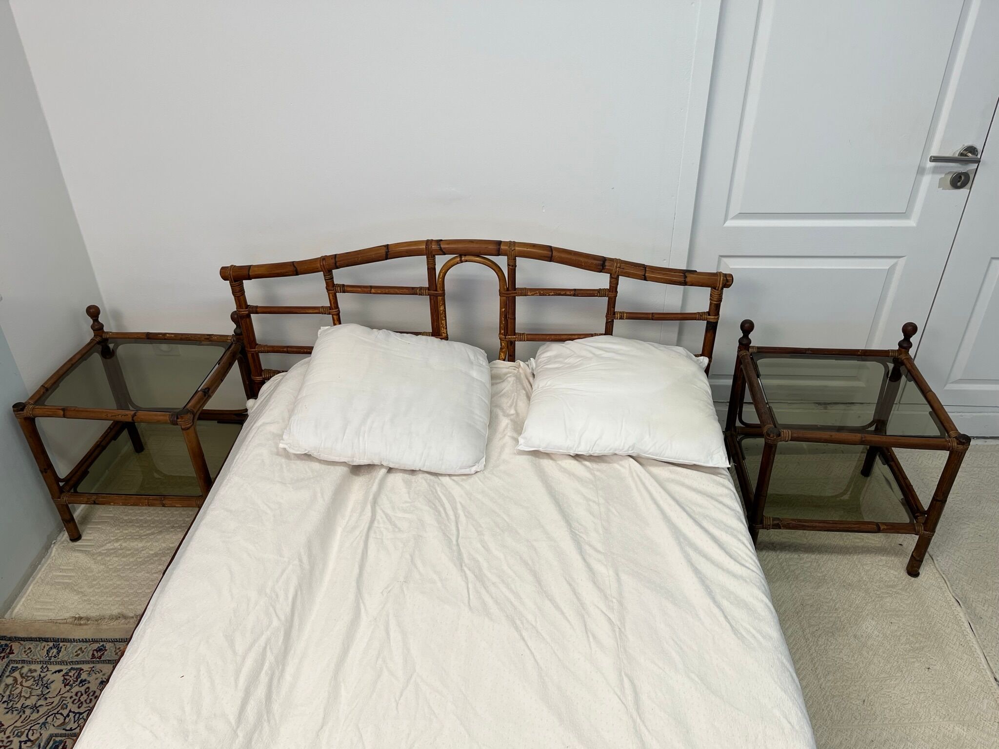 1970s vintage rattan bed