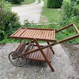 Wooden serving trolley