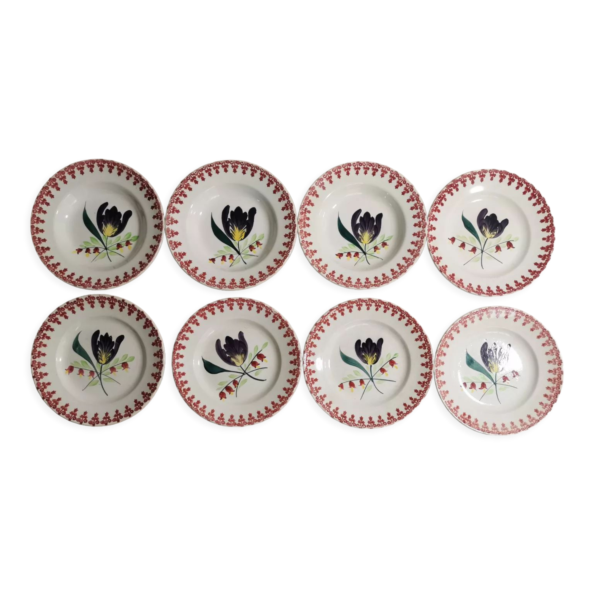 Assiettes anciennes fleuries, Moulin des loups