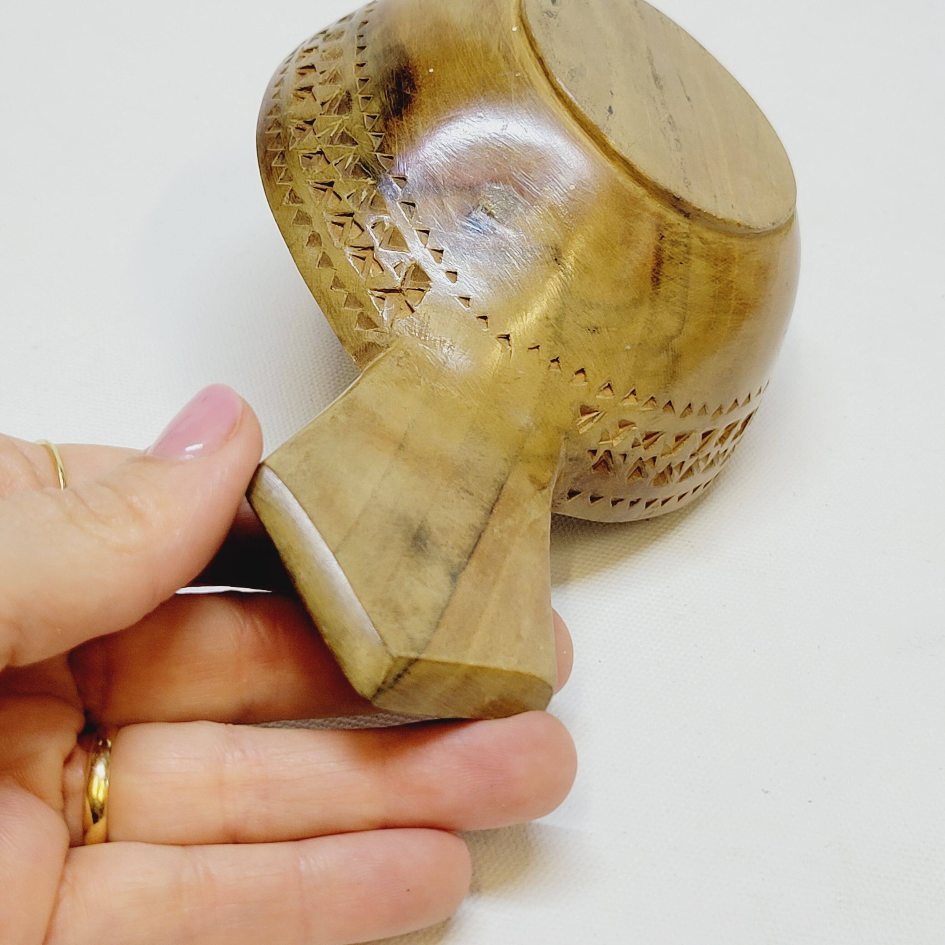 Scandinavian Duck Shaped Carved Wooden Bowl Folk Art