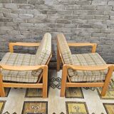 Pair of vintage scandinavian armchairs 1970 scottish fabric