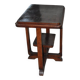 Art Deco coffee table in brown wood, 1930s, U-shaped base and shelf.