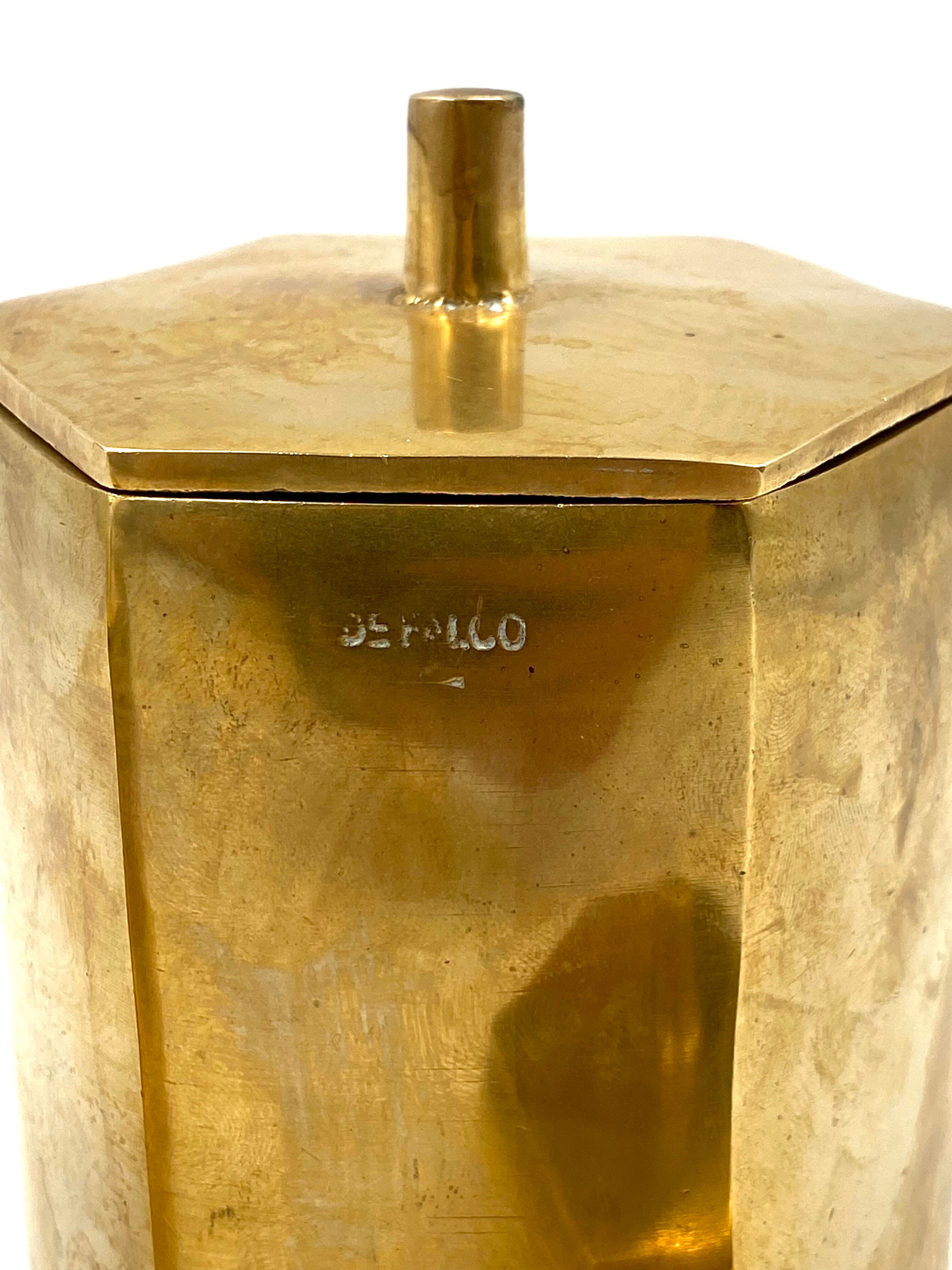 Set of 3 solid Brass boxes , De Falco Italy 1970s