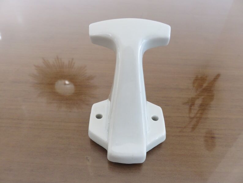 Old coat hook in white porcelain art deco years 30 40