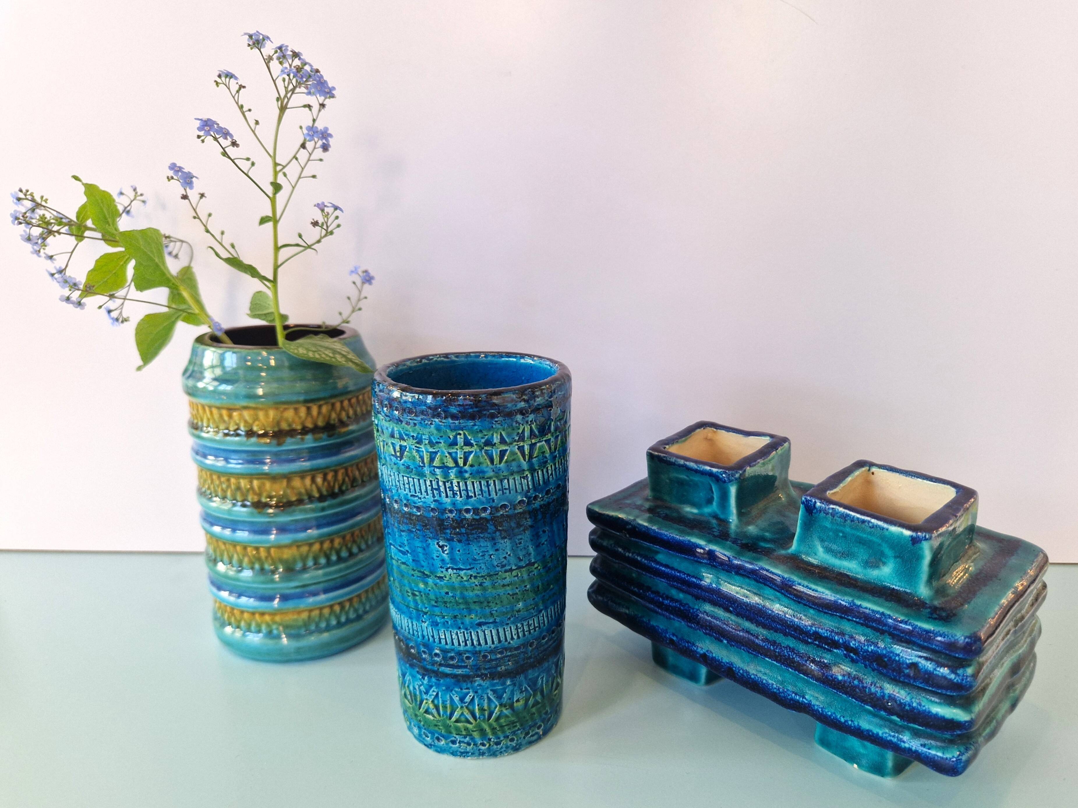 'Rimini Blu' series ceramic vase by Aldo Londi for Bitossi, Italy 1960's