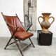 Vintage faux bamboo leather folding chair 'Safari style'
