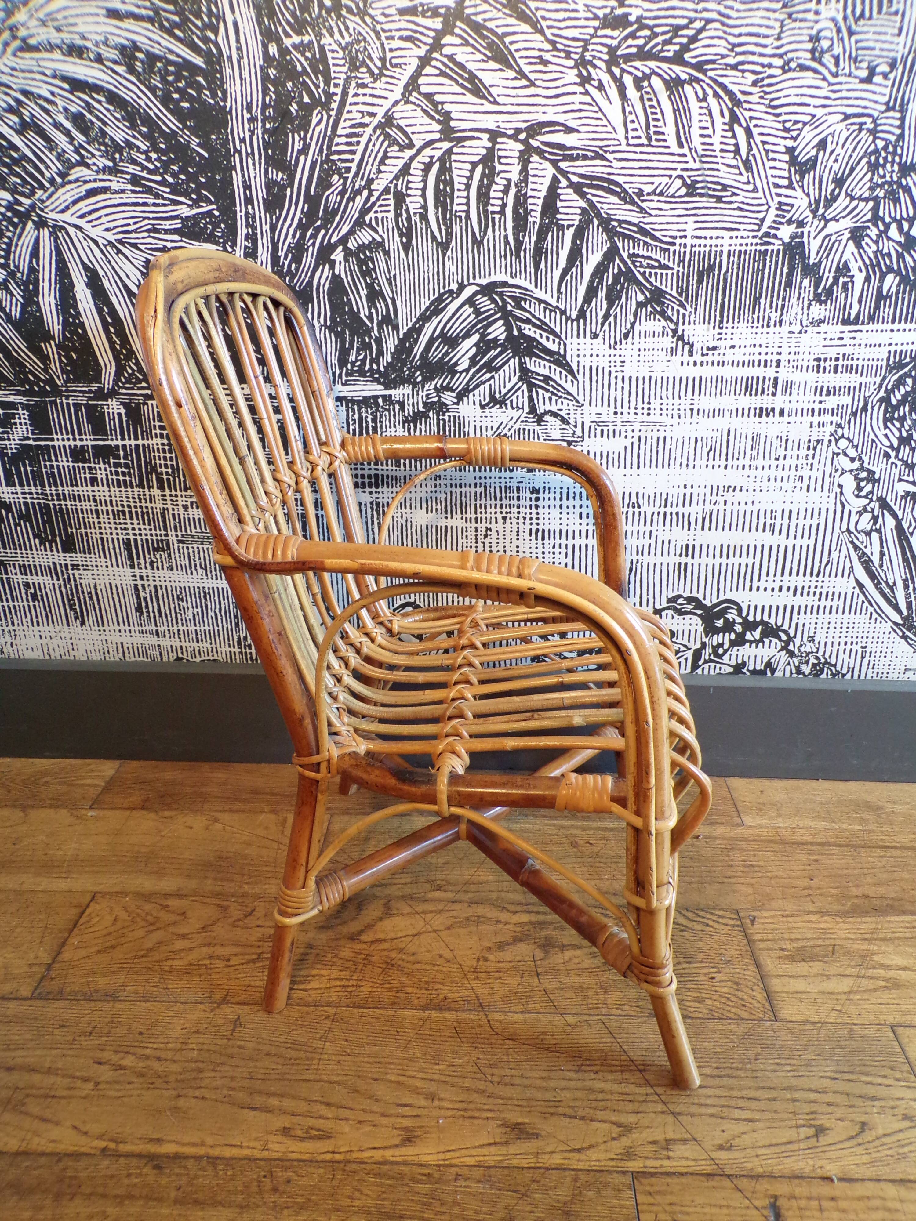Fauteuil enfant vinatge en osier