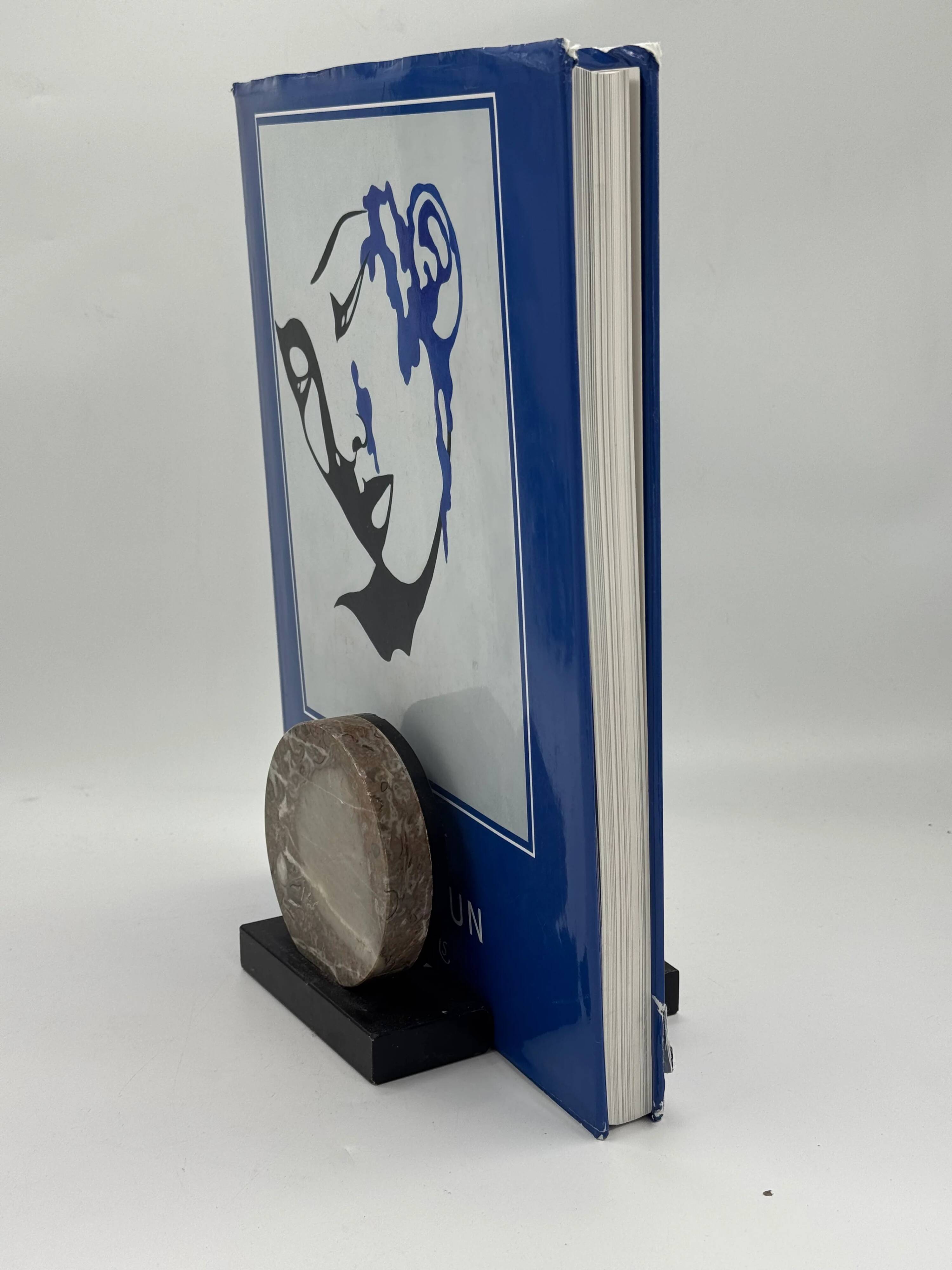 Paire de serre-livres vintage sculpturaux en pierre et laque noire
