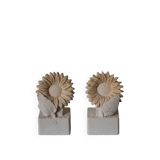 Pair of "Sunflower" lamps in carved stone – 1970s/80s