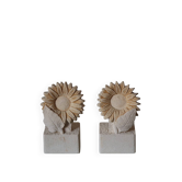 Pair of "Sunflower" lamps in carved stone – 1970s/80s