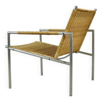 Fauteuil vintage minimaliste en rotin sz01 par MARTIN VISSER + Spectrum, années 1960