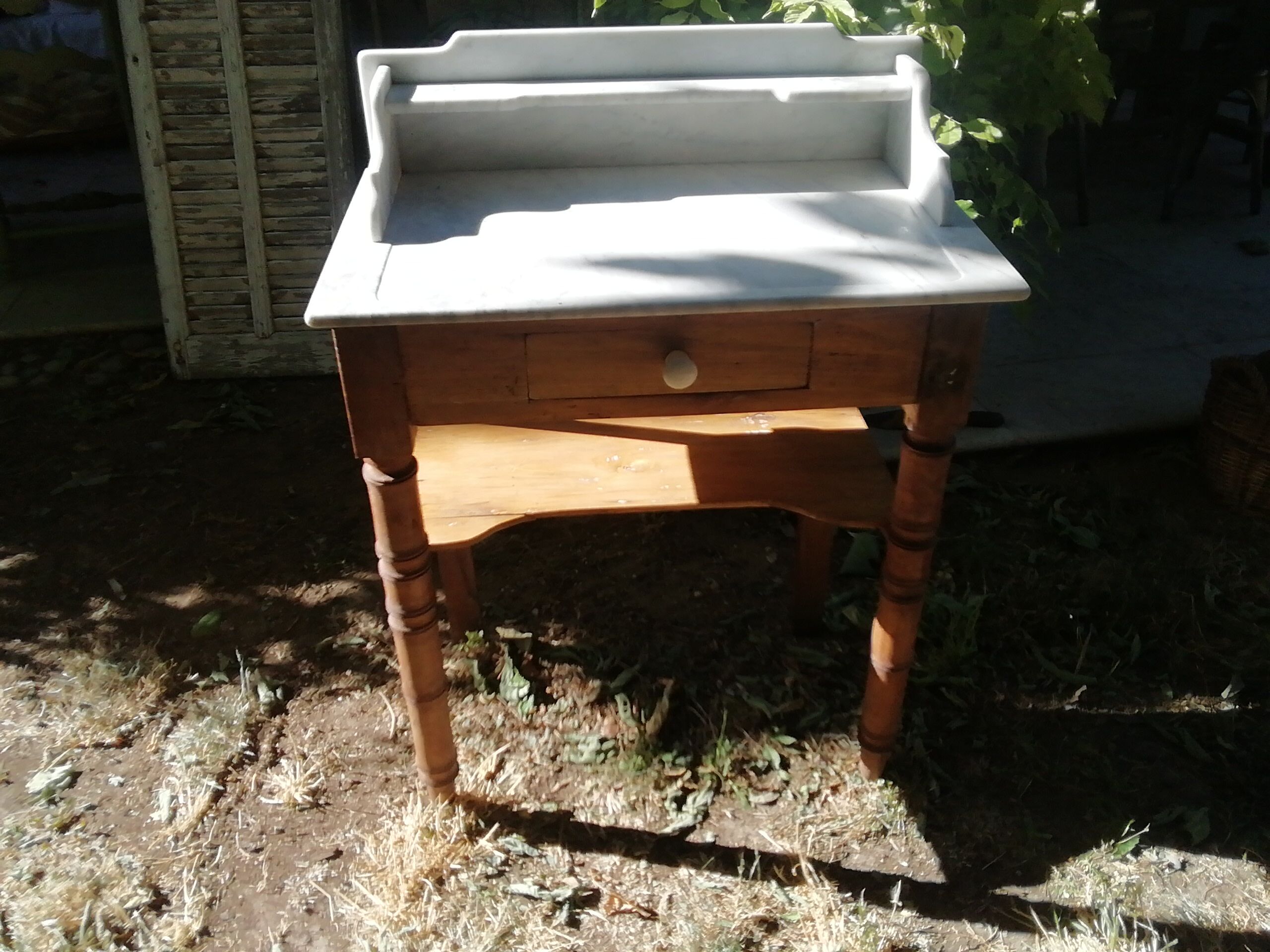 Marble and pine dressing table