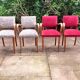Art Deco bridge chairs in fabric from the 1950s and vintage.