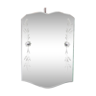 Miroir biseauté décor floral