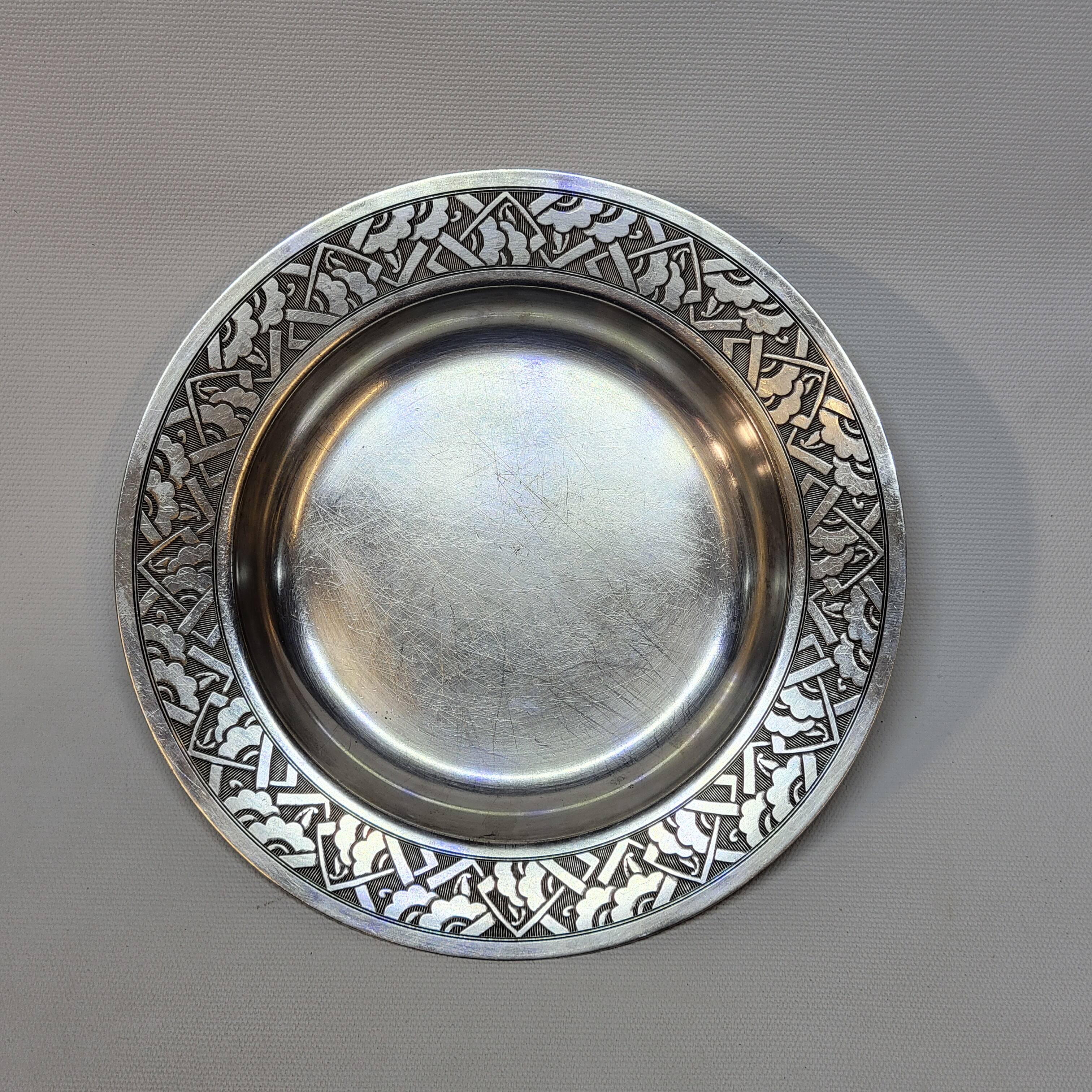 Empty Pocket Bowl Old Art Deco Bouille Plate In Silver Metal