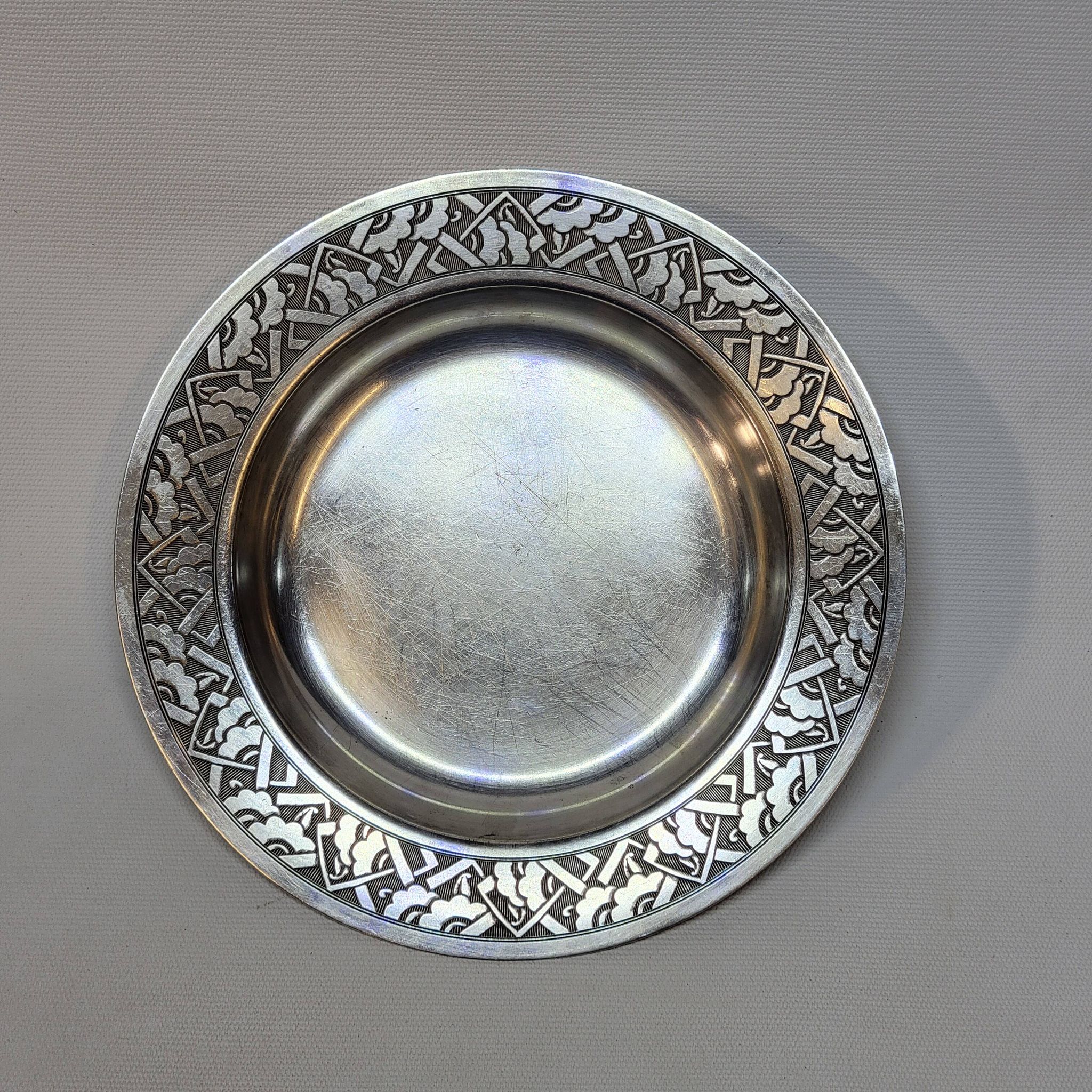 Empty Pocket Bowl Old Art Deco Bouille Plate In Silver Metal
