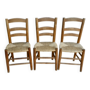 Trio de chaises en bois - assise