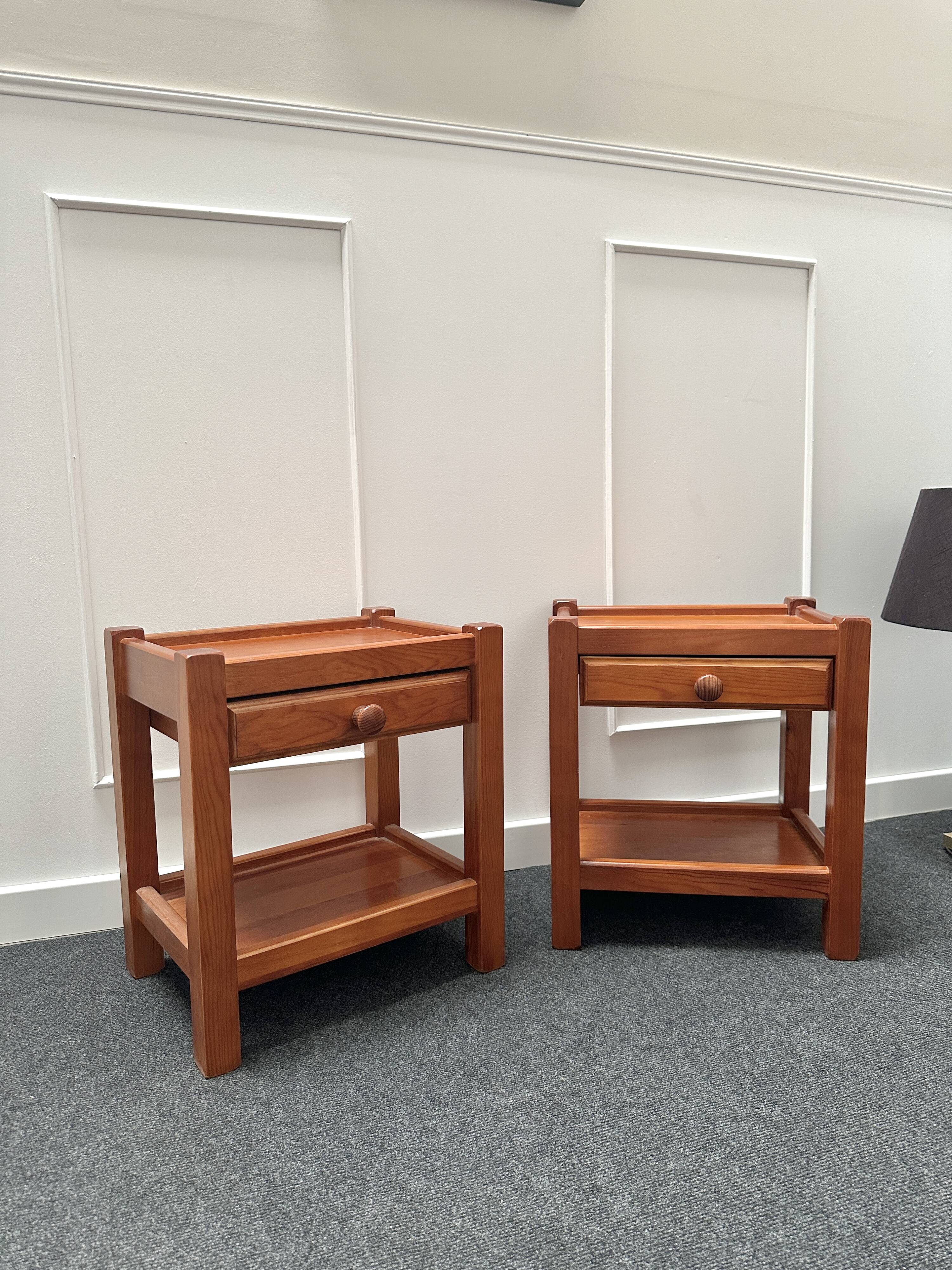 Pair of brutalist bedside tables