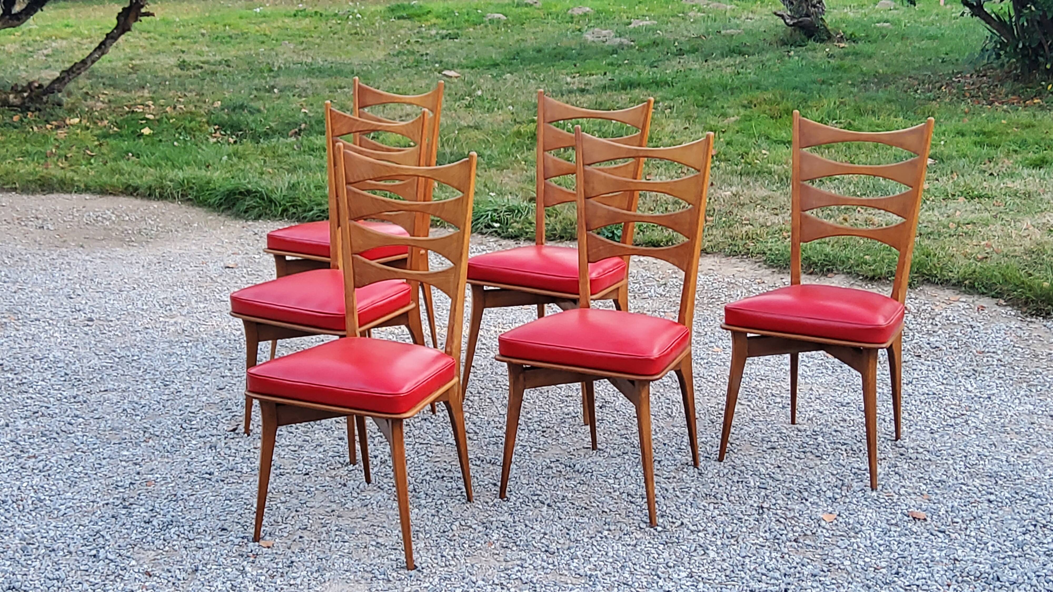 Set of 6 vintage Scandinavian style chairs from the 50s