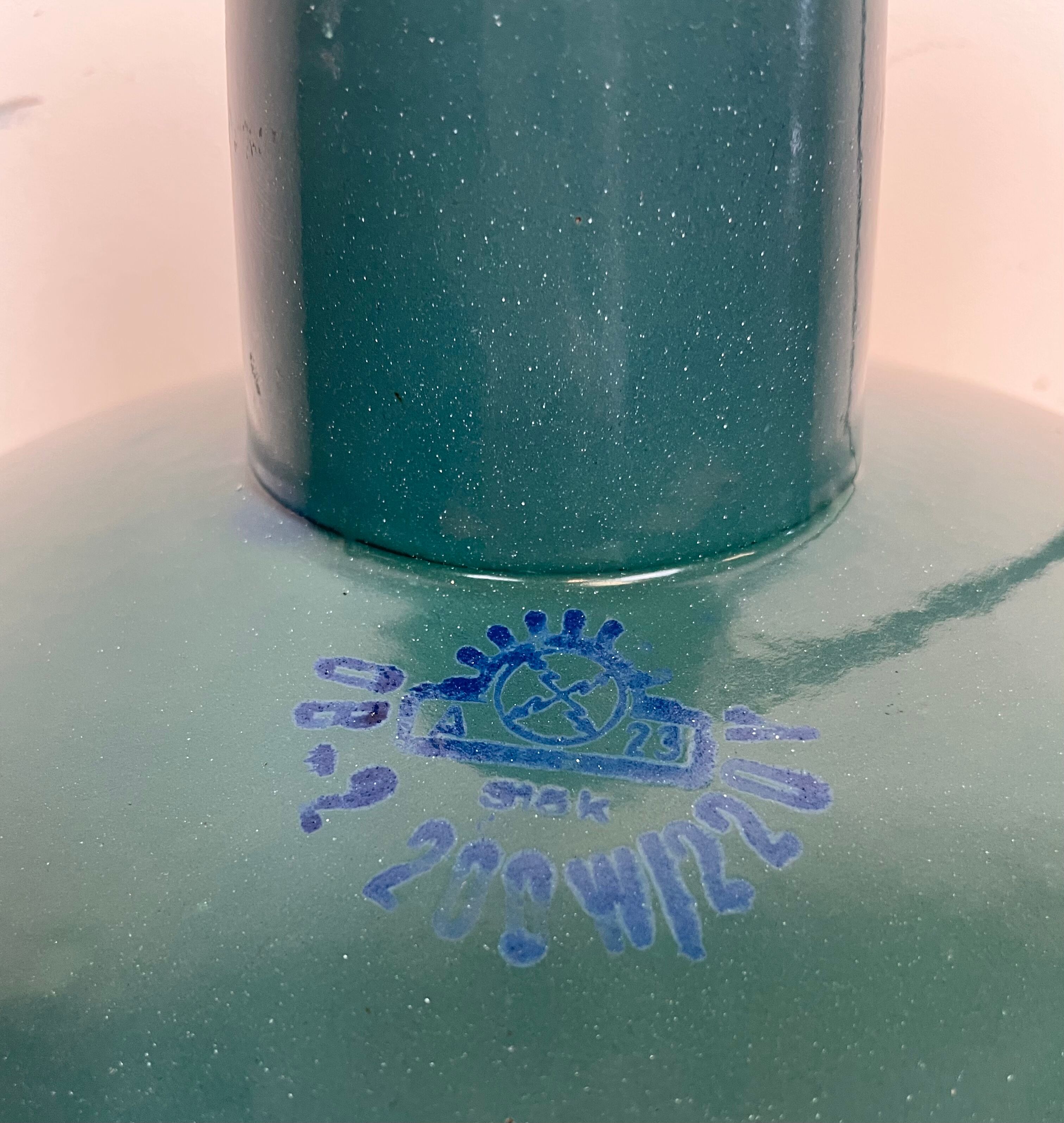 Industrial Green Enamel Factory Lamp with Cast Iron Top, 1960s