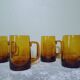 4 amber glass cups