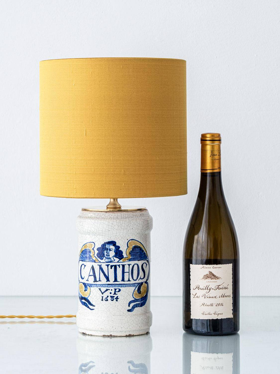 Italian Majolica Albarello table lamp, pharmacy, 19th century.