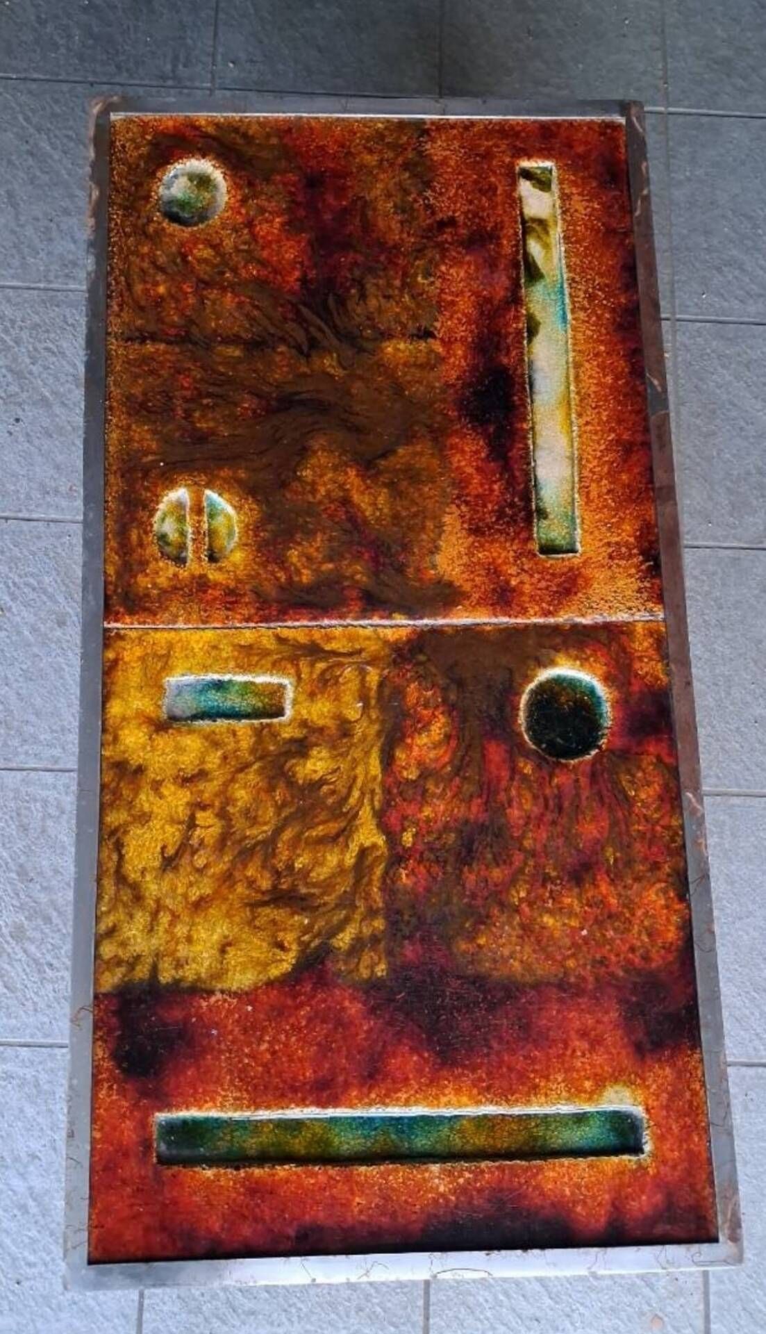 Table basse en pierre de lave émaillée par Robert & Jean Cloutier 1950