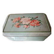 Old metal box 30x18 regibana green flower