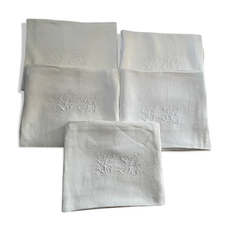 Lot of LB monogram linen towels