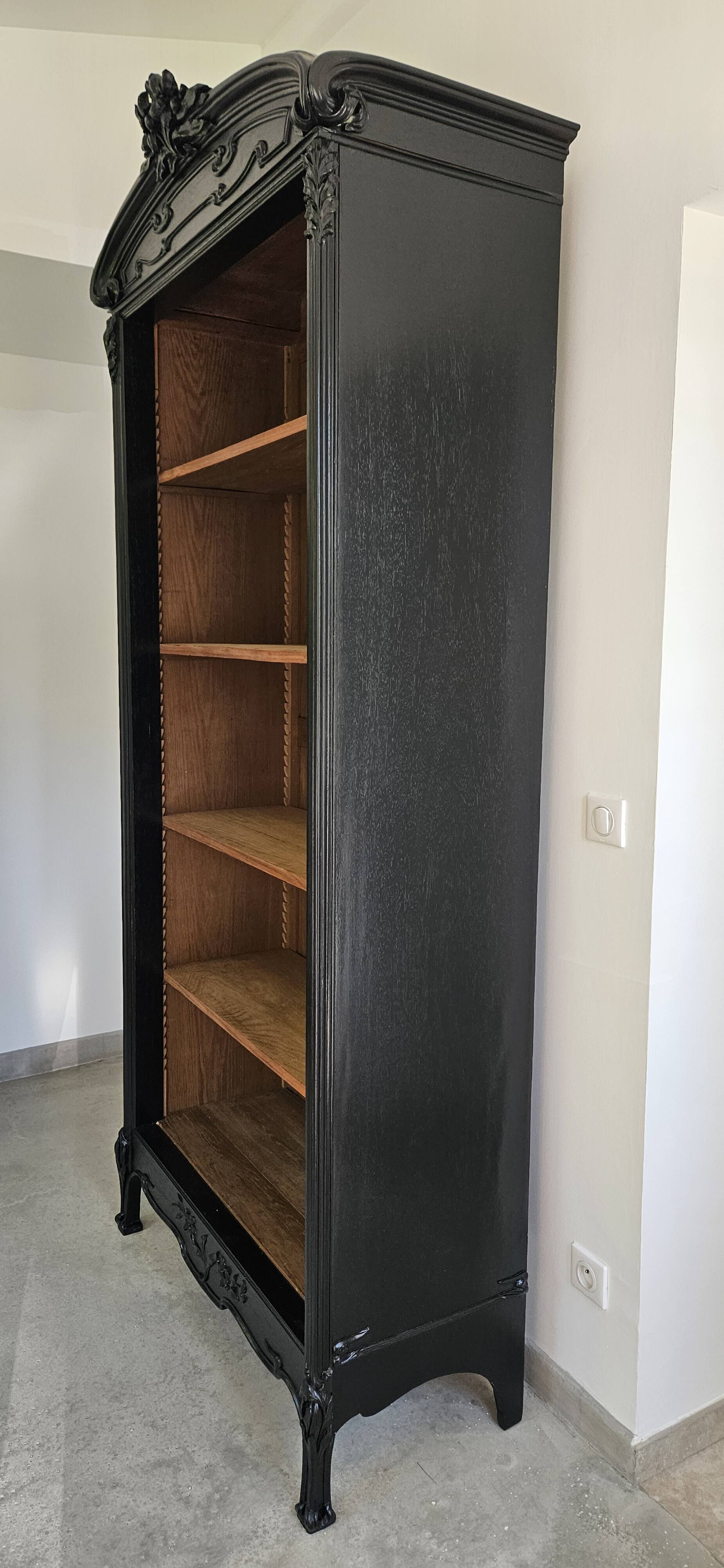 Library shelf cabinet of curiosities Art Nouveau black