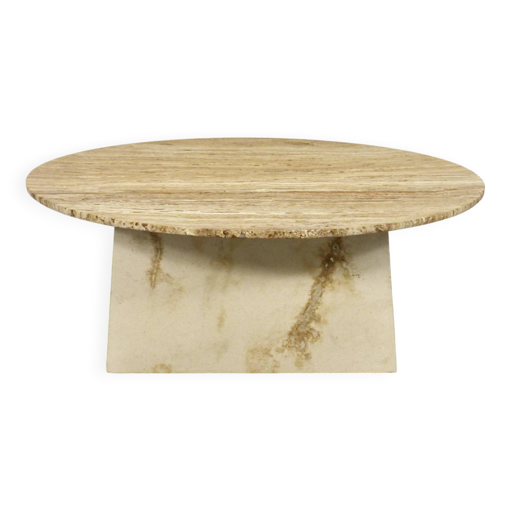 1970s Italian Travertine Minimalist Geometric Coffee Table. Modern/Midcentu