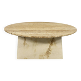 Table basse géométrique minimaliste en travertin italien des années 1970. Moderne/Mid-century