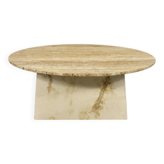 1970s Italian Travertine Minimalist Geometric Coffee Table. Modern/Midcentu