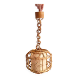1960s Hand-Crafted Mid-Century Bamboo and Rattan Pendant Lamp, France