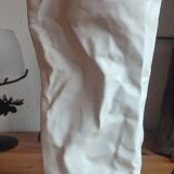 Large vase "Kami" style, matte white with crumpled paper effect.