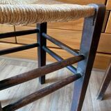 Pair of wood and straw stools