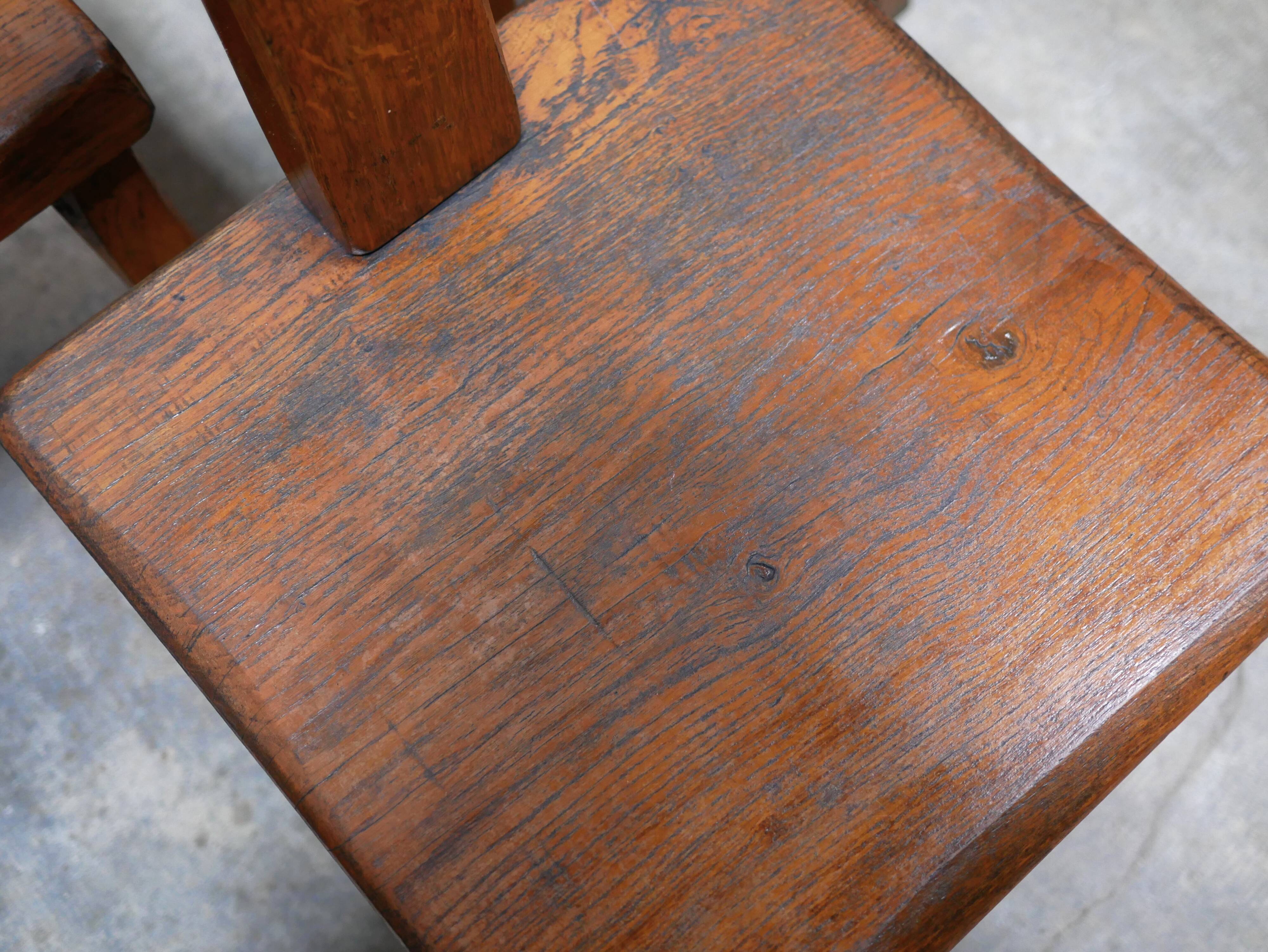 Vintage brutalist wooden T chair